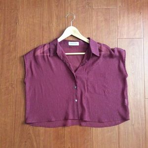 June & Hudson - flowy purple button up top